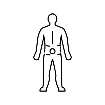 Lower back pain body ache line icon vector illustration Stock Illustration
