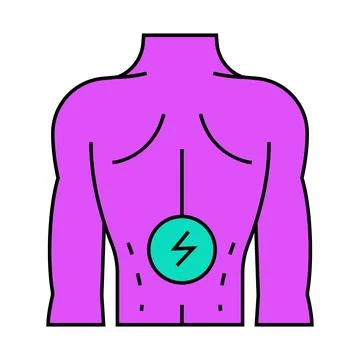 Lower back pain body ache icon color illustration Stock Illustration