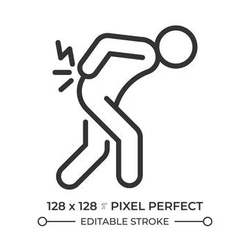 Lower back pain issues pixel perfect simple line icon Ilustração Stock