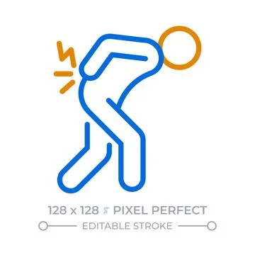 Lower back pain issues pixel perfect duotone line icon Ilustração Stock