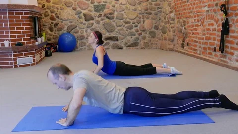 Lower back pain rehabilitation at rehabilitation center Stock Footage