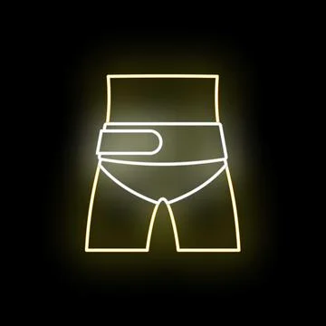 Lower back support neon glowing outline icon Stock Illustration