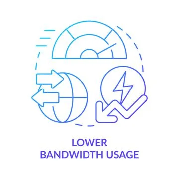 Lower bandwidth usage blue gradient concept icon Illustrazione stock