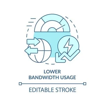 Lower bandwidth usage turquoise concept icon Stock Illustration