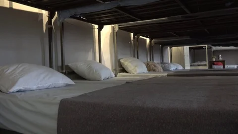 Lower beds in big prison cell Video stock 118234696