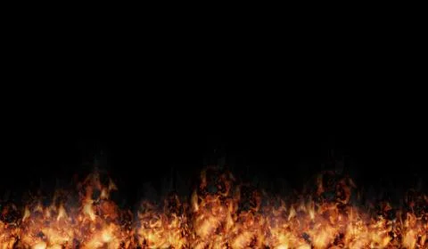Lower Border of Fire with Smoke - 3d illustration Stock Illustration