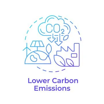 Lower carbon emissions blue gradient concept icon Stock Illustration