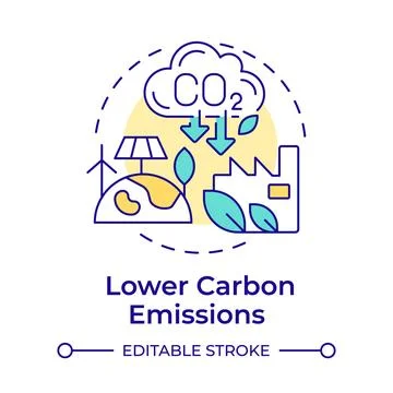 Lower carbon emissions multi color concept icon Stock Illustration