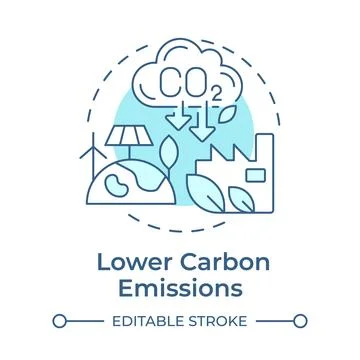 Lower carbon emissions soft blue concept icon Stock Illustration