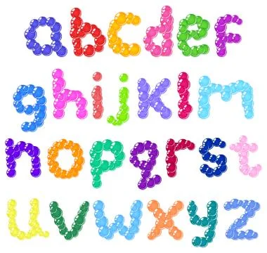 Lower case bubbles alphabet Stock Illustration