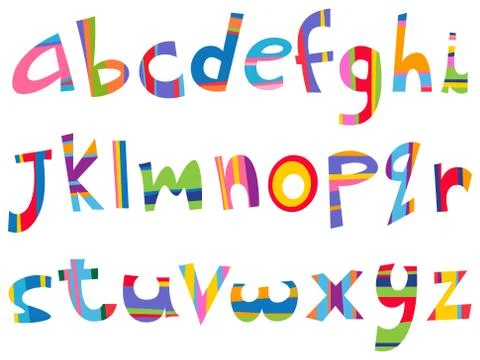 Lower case fun alphabet Stock Illustration