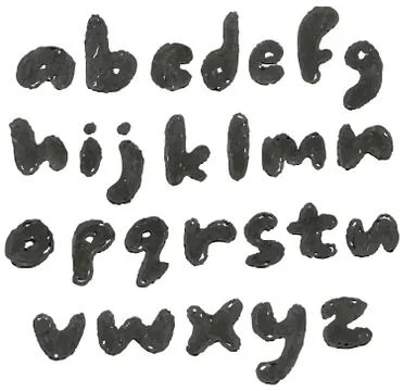 Lower case hand drawn blackened alphabet Stock Illustration
