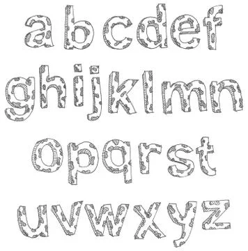 Lower case hand drawn spotted alphabet Stock Illustration