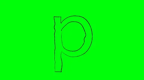 Lower Case Latter p Cartoon Style Real sketching on a Green Screen Stock Footage 39713942