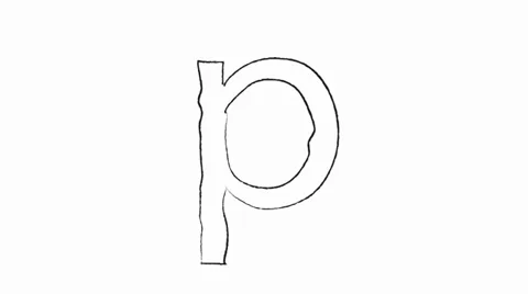 Lower Case Latter p Cartoon Style Real sketching Stock Footage 39714689