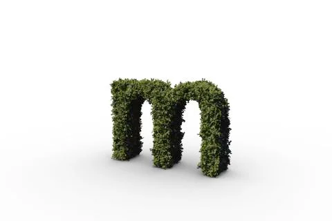 Lower case letter m made of leaves Stock Illustration