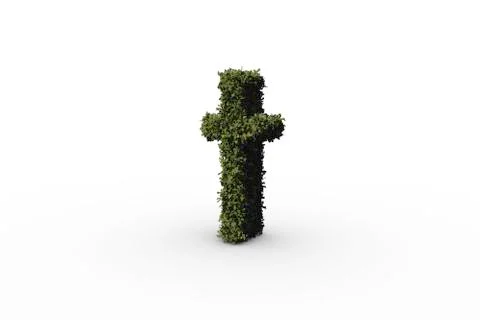 Lower case letter t made of leaves Stock Illustration