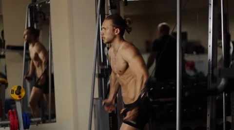 Lower chest workout in machine Stock Footage 55007740