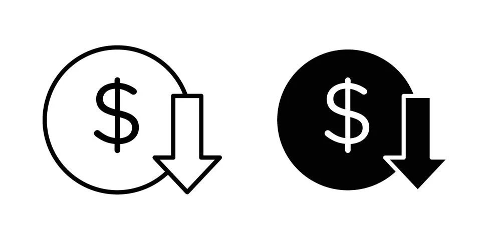 Lower cost icon vector concepts, line and silhouette style Stock Illustration