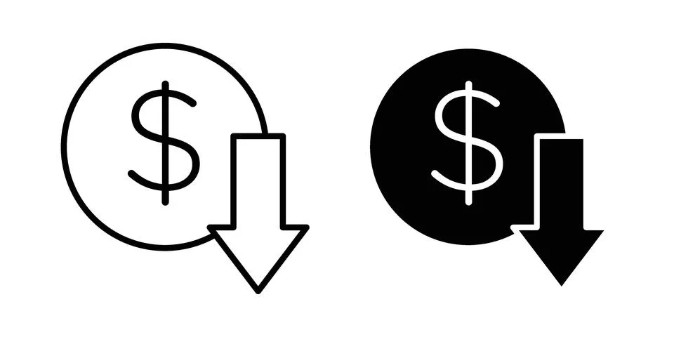 Lower cost icon vectors. Illustrations in black Stock Illustration