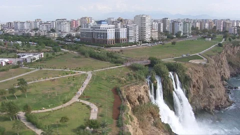 Lower Düden Falls  from above Stock Footage 129733388