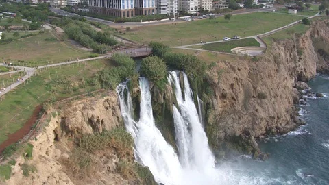 Lower Düden Falls  from above Stock Footage 129733419