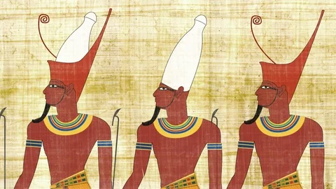 Lower Egypt Upper Egypt and All Egypt Pharaohs on a Papyrus Stock Footage 80616196