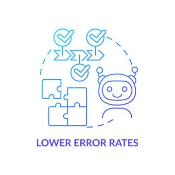 Lower error rates blue gradient concept icon Stock Illustration