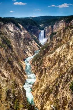 Lower Falls of the Grand Canyon of the Yellowstone National Park, Wyoming Stock Photos
