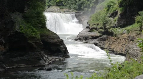 Lower Falls, Letchworth State Park, New York 1080/30 16s Stock Footage 39970973