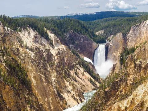Lower falls waterfall in the Grand Canyon of Yellowstone, Yellowstone National Stock Photos