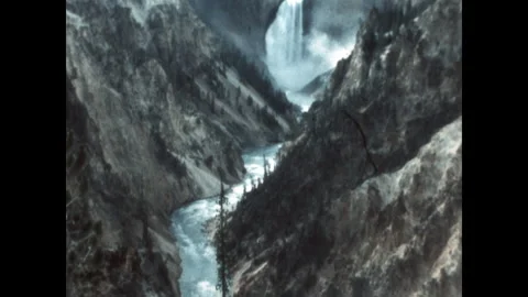 Lower Falls in Yellowstone 1970 Stock Footage 269480979