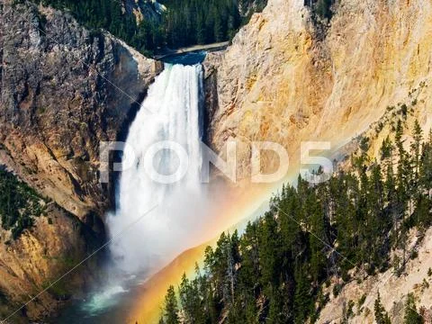 Lower Falls of the Yellowstone River, Wyoming Stock Photos