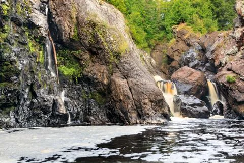 Lower Gabbro Falls in the Upper Peninsula of Michigan Stock Photos