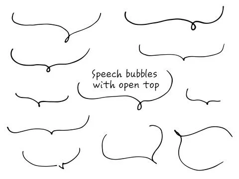 Lower half line drawing speech balloons. Hand-drawn loose fashionable speec.. Stock Illustration