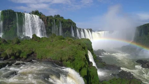 Lower Iguacu Falls view toward Devil'sThroat Stock Footage 73229139
