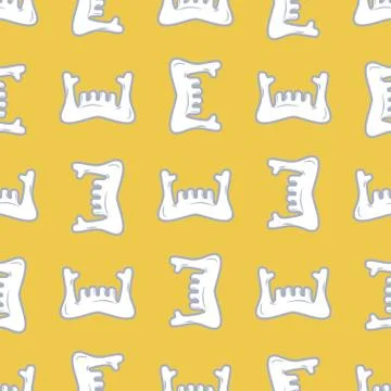 Lower jaw seamless pattern. mandible human bone ornament. Medical anatomy b.. Illustrazione stock