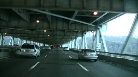 Lower level of George Washington Bridge Stock Footage 96827