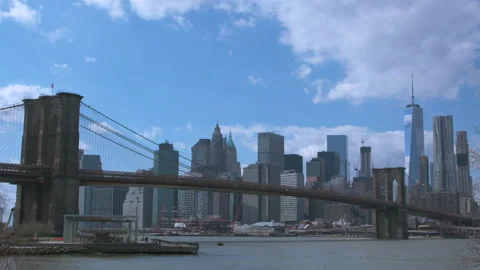Lower Manhattan From Dumbo Brooklyn Stock Footage 137284492