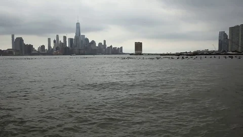 Lower Manhattan from Hoboken Stock Footage 78078631