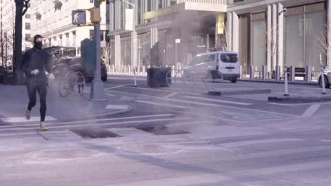 Lower Manhattan - Hudson and Spring Jogger Stock-Footage 296674698