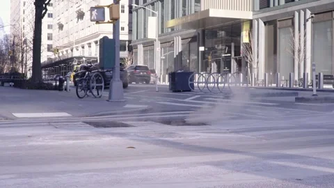 Lower Manhattan - Hudson and Spring Intersection in Winter Stock Footage 296674709