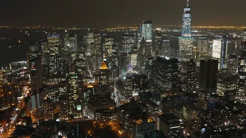 Lower Manhattan at Night (Aerial) Vidéo gratuite 100993660
