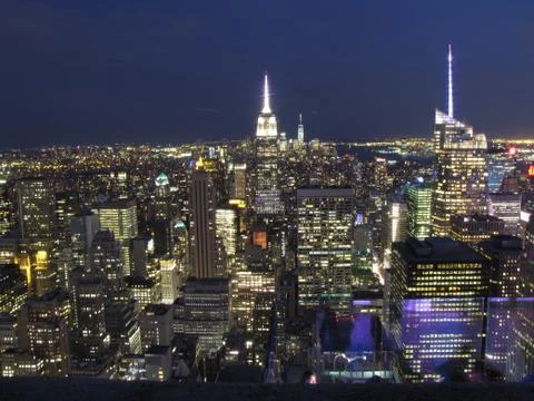 Lower Manhattan Night Stock Photos