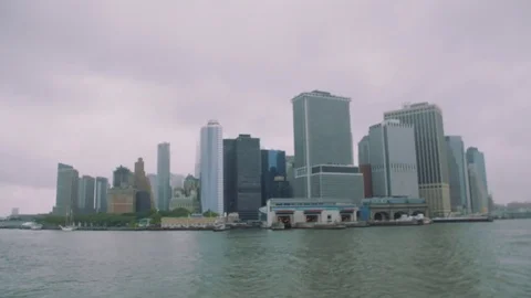 Lower Manhattan on an overcast Day Stock Footage 76540754