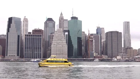 Lower Manhattan River Boats Stock Footage 83712008