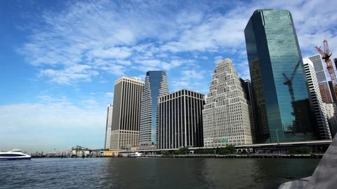Lower Manhattan Shoreline Stock Footage 77391476