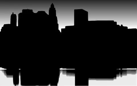 Lower Manhattan silhouette on dark background Ilustración de archivo