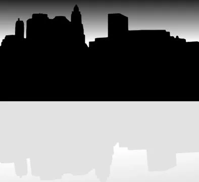 Lower Manhattan silhouette on dark background Ilustración de archivo