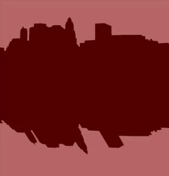 Lower Manhattan silhouette on red background Ilustración de archivo